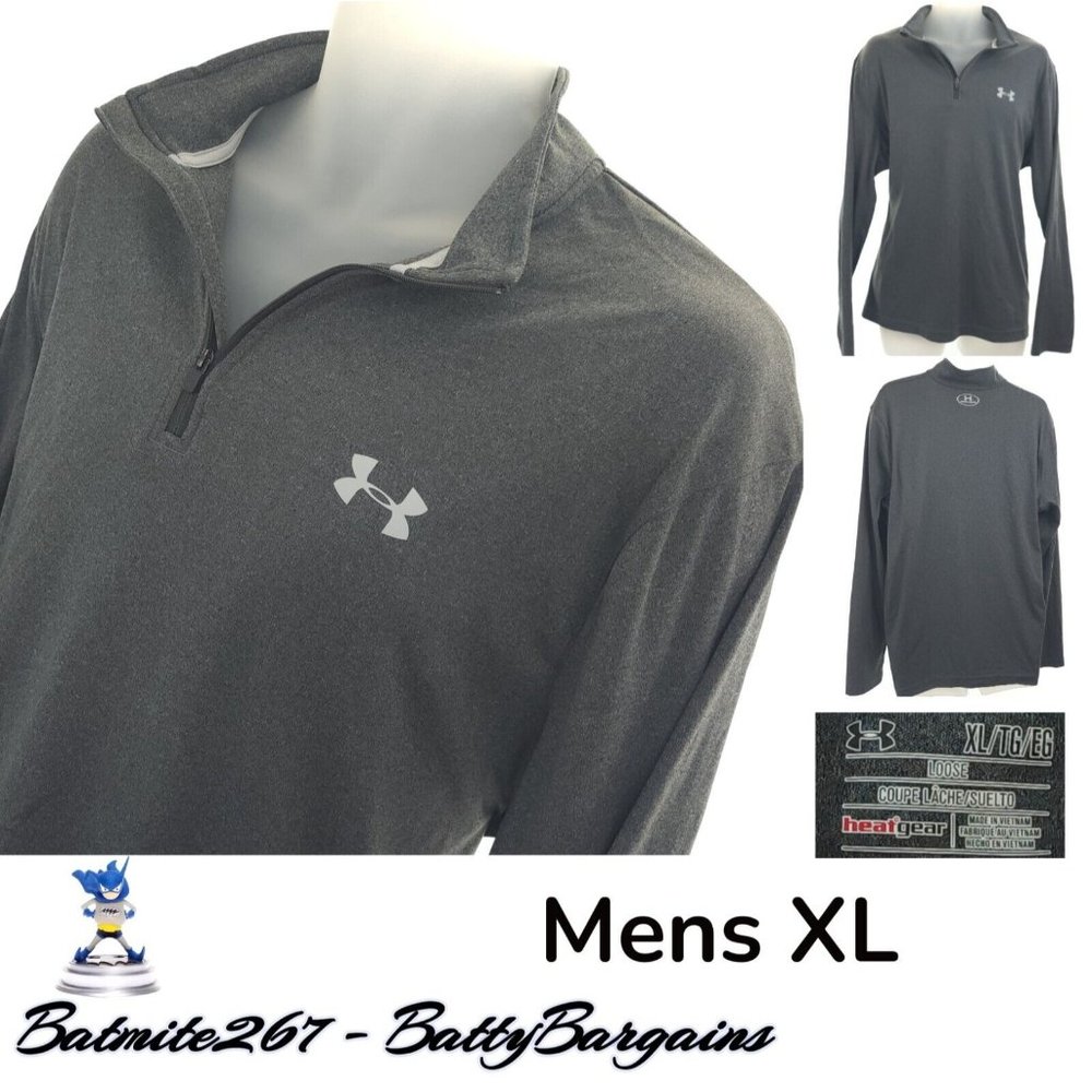 Under Armour UA Mens XL HeatGear 1/4 Zip Loose L/S Shirt Lightweight Gray